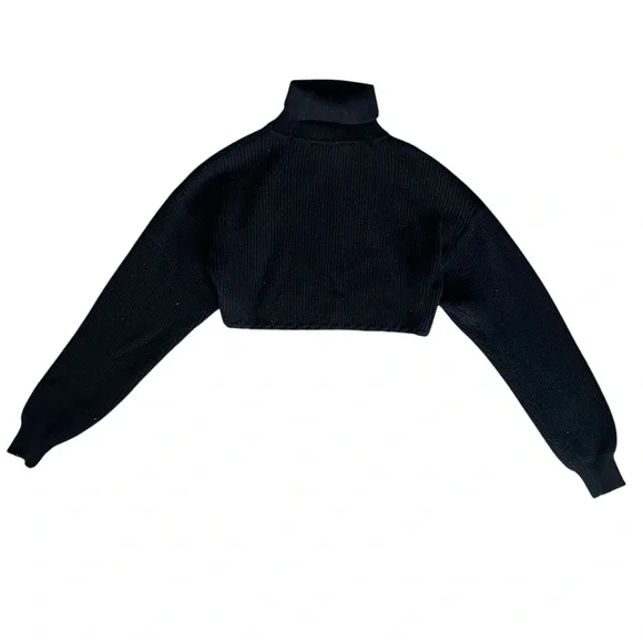 ASTR Revolve Women’s Taissa Bolero Black Knit Shrug Turtleneck Mockneck Sweater - Picture 6 of 11